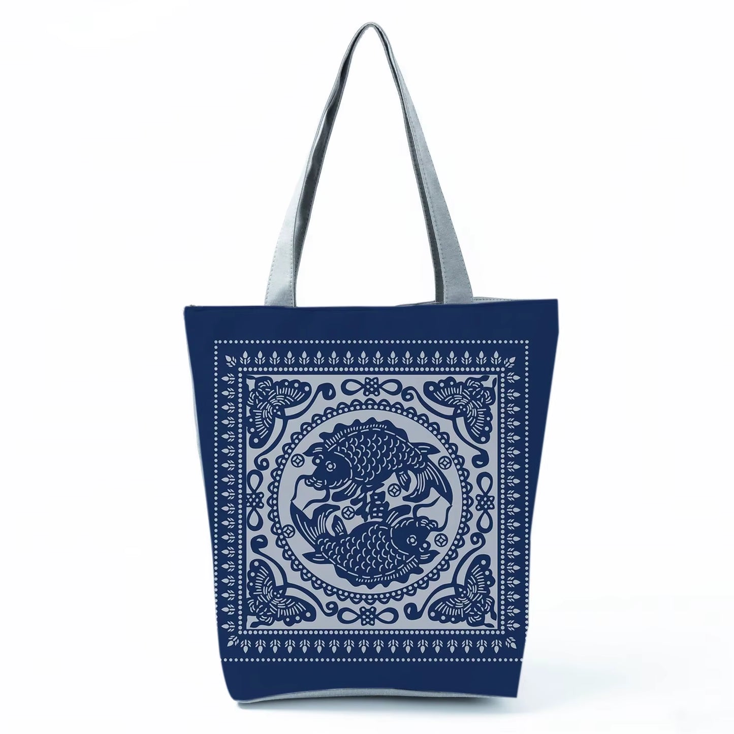 Bags for Women 2022 New Handbags Floral Porcelain Geometric Abstract Pattern Shoulder Bag Customizable Beach Bag Orchard Bag