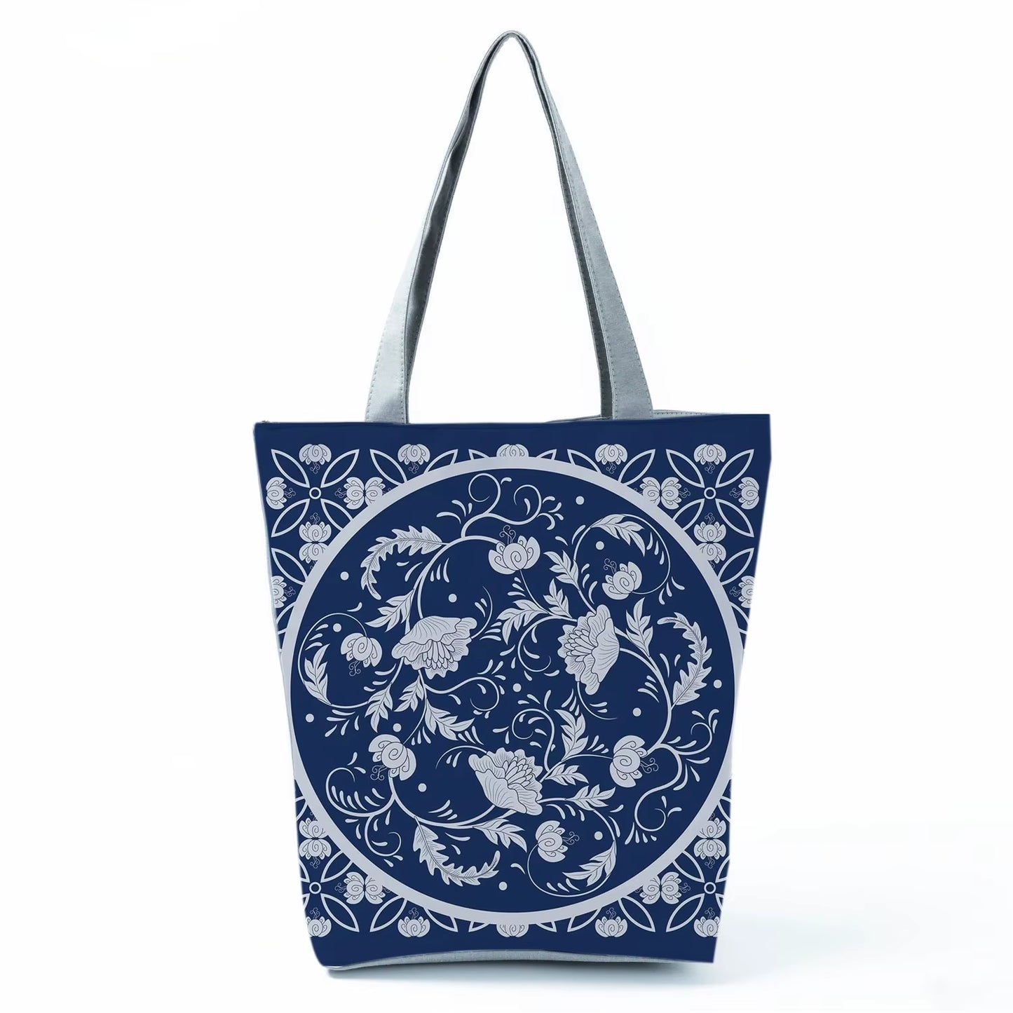 Bags for Women 2022 New Handbags Floral Porcelain Geometric Abstract Pattern Shoulder Bag Customizable Beach Bag Orchard Bag