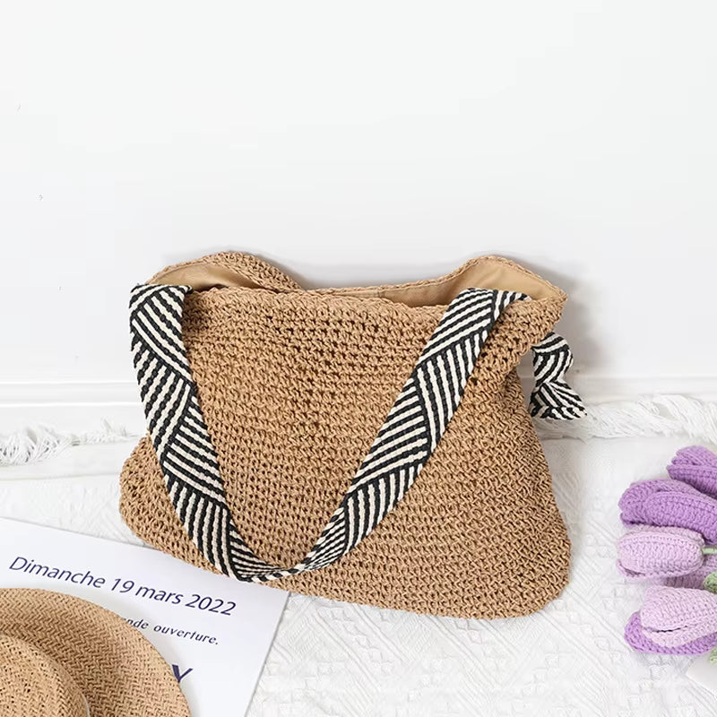 Straw Women Shoulder Bags Woven Handbags Rattan Summer Beach Bag Tote Lady