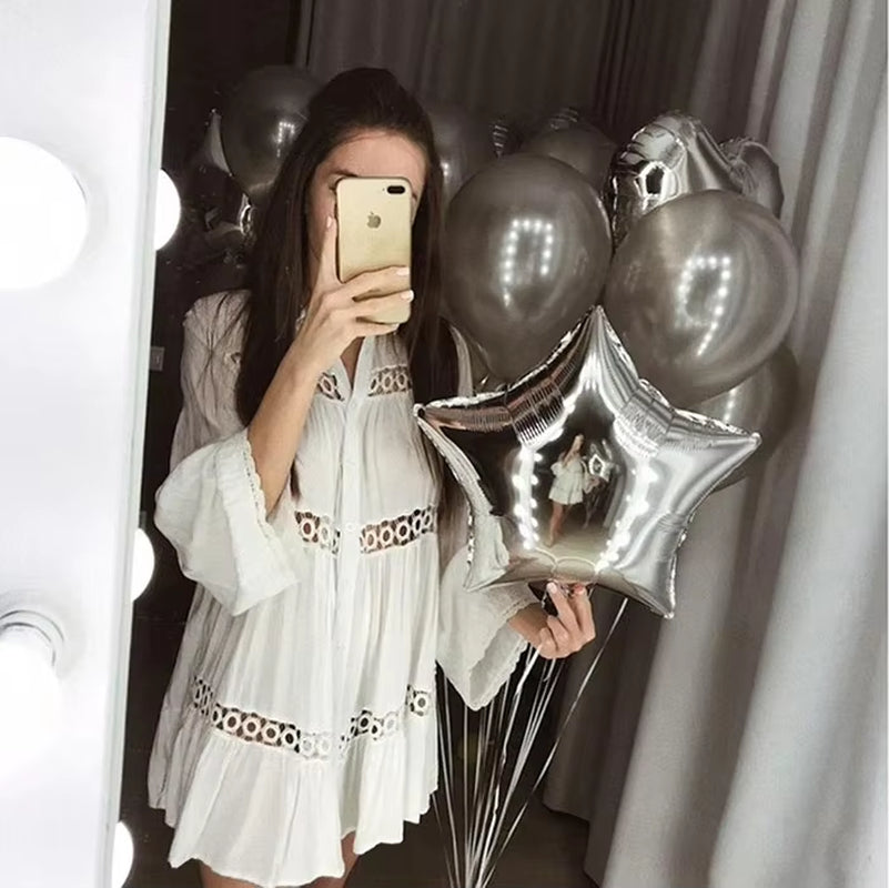 Women Swimsuit Cover up Sleeve Kaftan Beach Tunic Dress White Cotton Summer Dress Gypsy Chic Vestidos Female