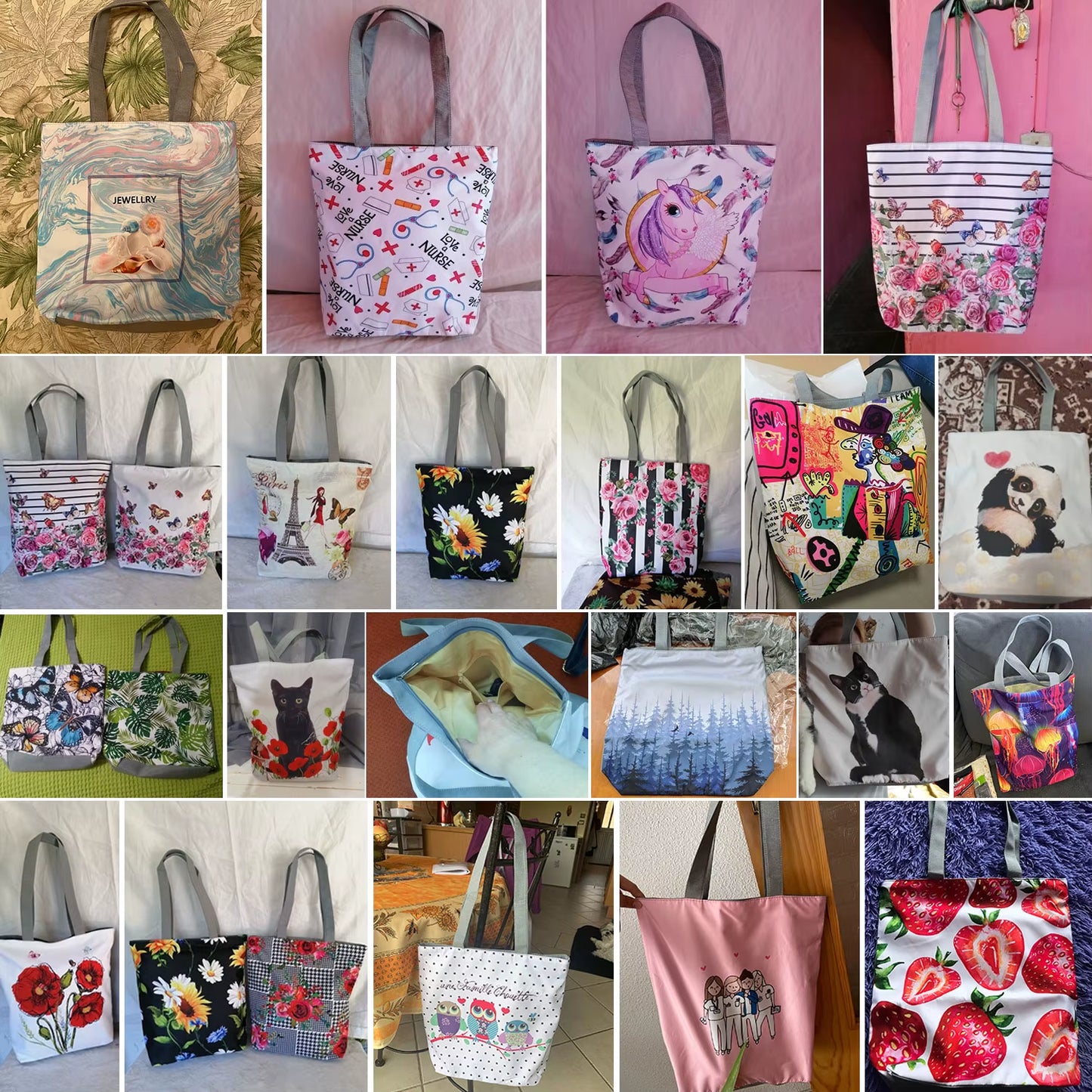 Bags for Women 2022 New Handbags Floral Porcelain Geometric Abstract Pattern Shoulder Bag Customizable Beach Bag Orchard Bag
