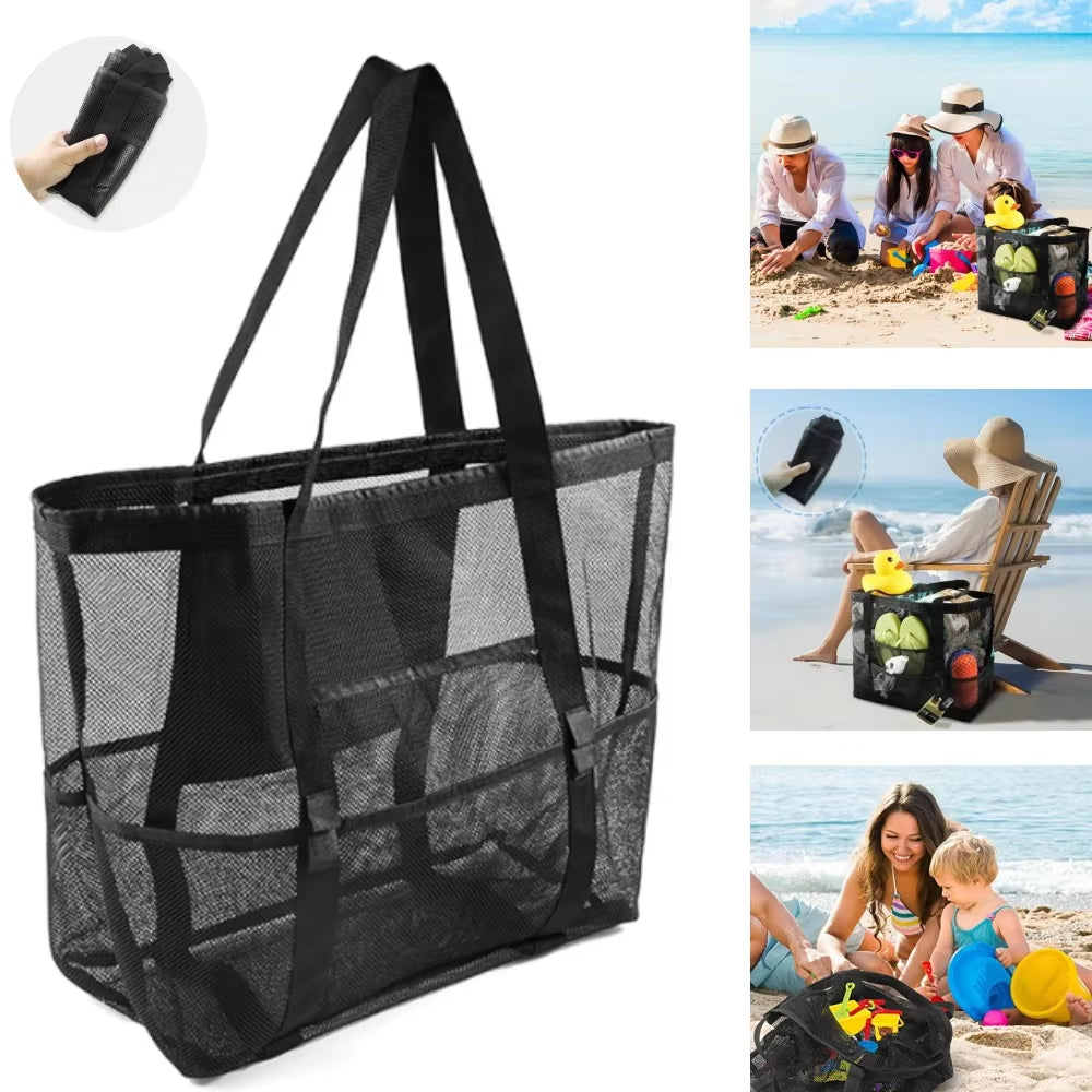 Large-Capacity Mesh Beach Bag Swimming Bag for Children Beach Toy Baskets Portable Travel Storage Wash Bag Quick Dry Tote
