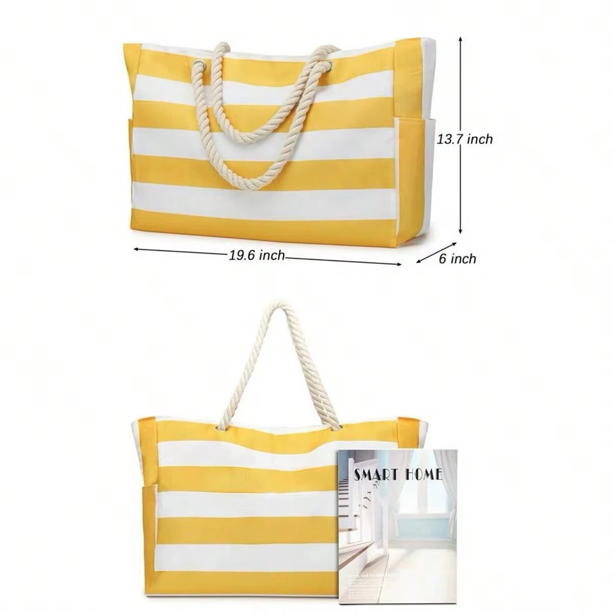 Striped Canvas Summer Beach Bag, Large Capacity Shopping Bag, Fashion Tote Bag for Travel,Ideal for Beach, Travel, & Camping