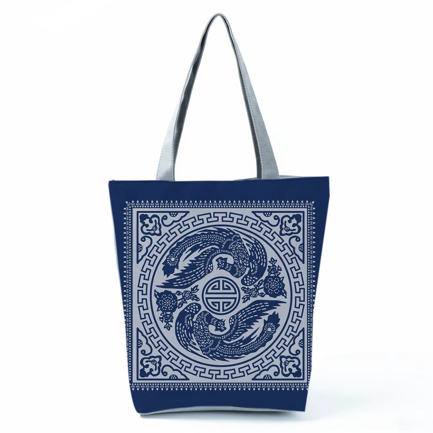 Bags for Women 2022 New Handbags Floral Porcelain Geometric Abstract Pattern Shoulder Bag Customizable Beach Bag Orchard Bag