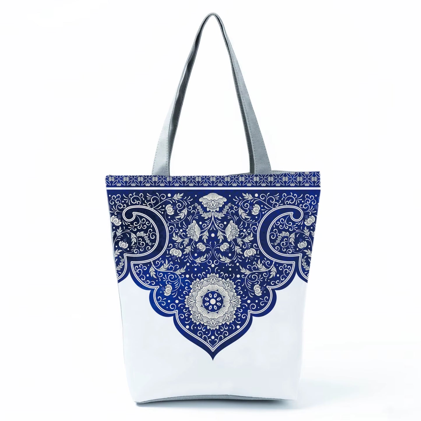 Bags for Women 2022 New Handbags Floral Porcelain Geometric Abstract Pattern Shoulder Bag Customizable Beach Bag Orchard Bag