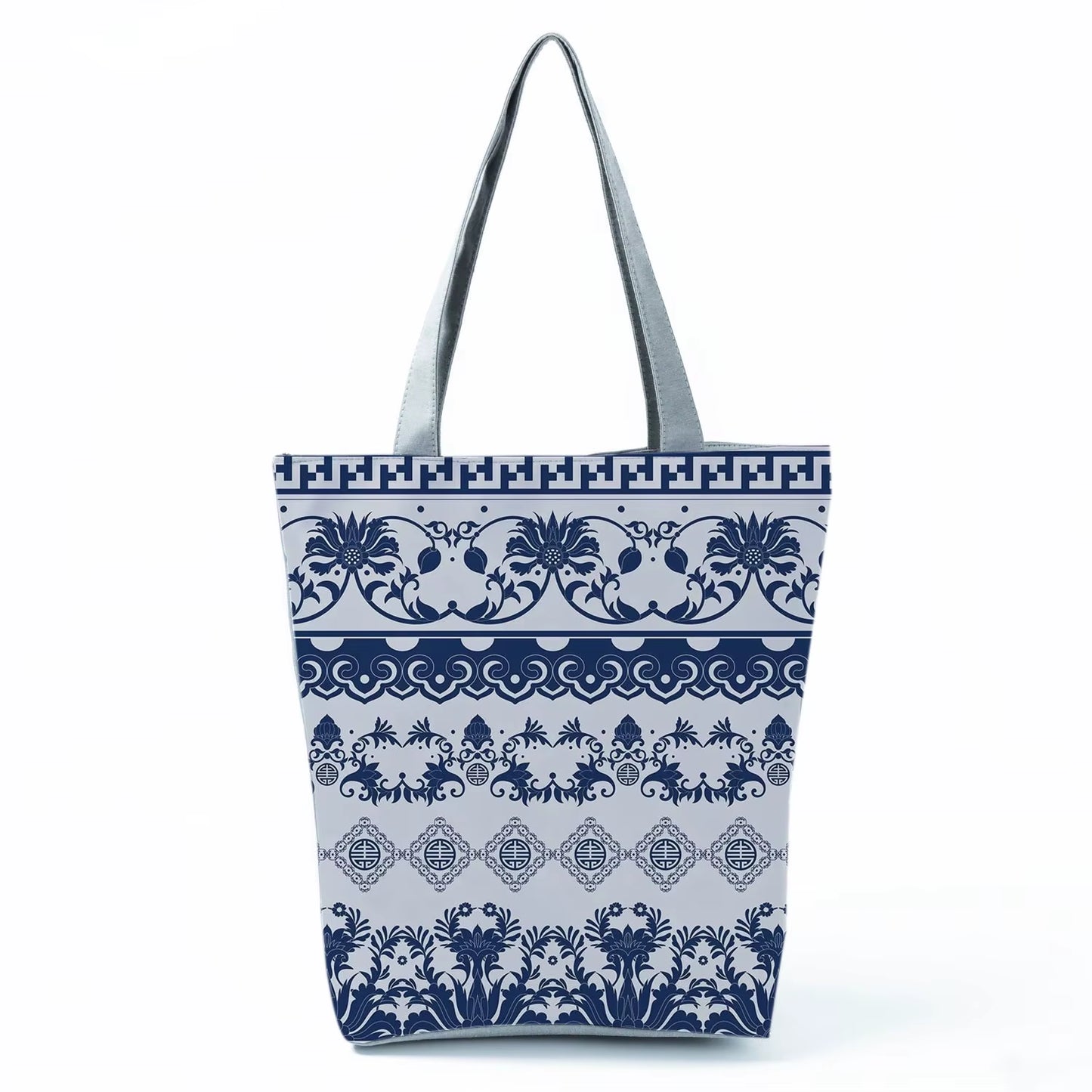 Bags for Women 2022 New Handbags Floral Porcelain Geometric Abstract Pattern Shoulder Bag Customizable Beach Bag Orchard Bag