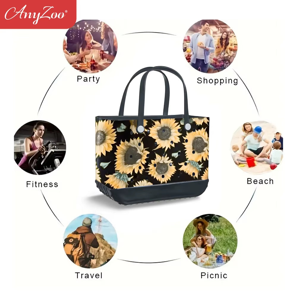Eva Plastic Printed Tote Bag Waterproof Travel Handbag Women'S Beach Sports Bag Printed Handbag Family Bag Outdoor Beach Bag