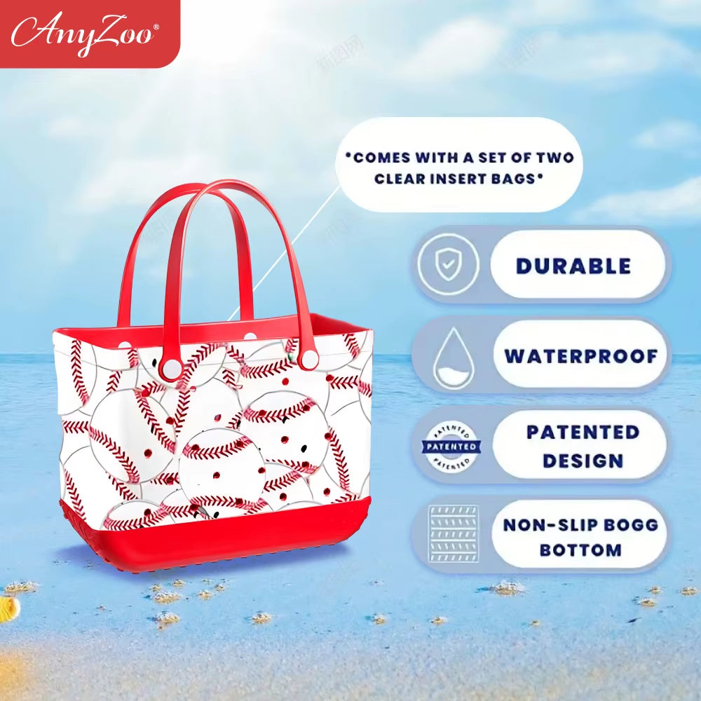 Eva Plastic Printed Tote Bag Waterproof Travel Handbag Women'S Beach Sports Bag Printed Handbag Family Bag Outdoor Beach Bag