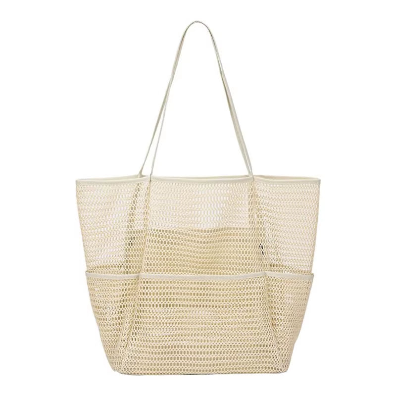 Multi Pockets Summer Beach Bag for Towels Mesh Durable Travel Handbag Toys Organizer Waterproof Underwear Swimming Storage Bag