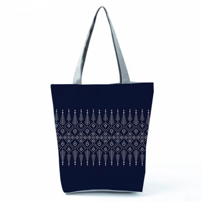 Bags for Women 2022 New Handbags Floral Porcelain Geometric Abstract Pattern Shoulder Bag Customizable Beach Bag Orchard Bag