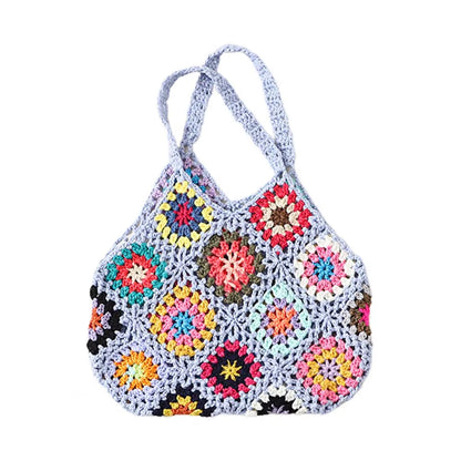 Bohemian Crochet Ladies Shoulder Bags Knitted Multicolor Hollow Tote Bag Retro Casual Knit Tote Bag Summer Beach Bag