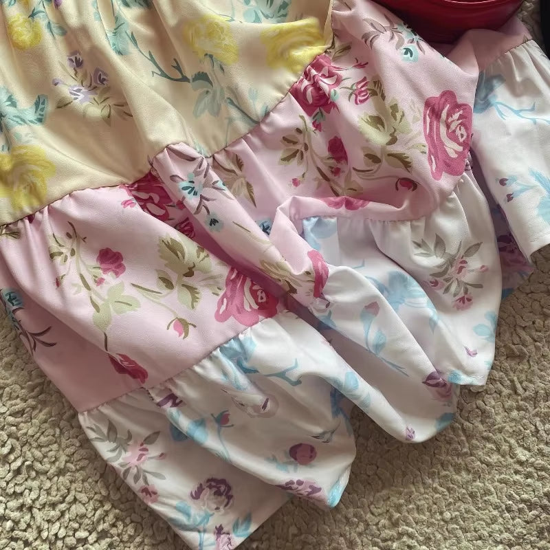 Floral Tiered Tie-Strap Mini Dress for Women Cute Summer Dresses New Feminine Babydoll Dress Sexy Party Dress