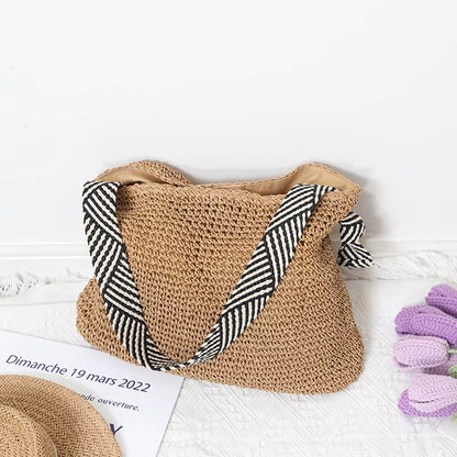 Straw Women Shoulder Bags Woven Handbags Rattan Summer Beach Bag Tote Lady