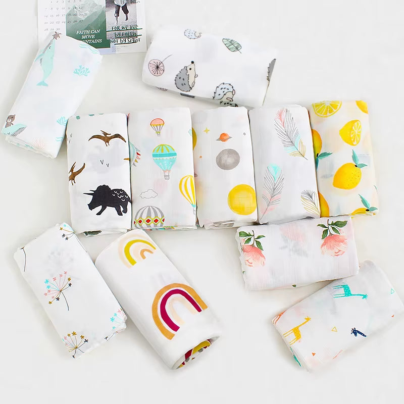Bamboo Cotton Soft Baby Swaddle Muslin Wrap Rainbow Infant Baby Bedding Muslin Swaddle Wrap Newborn Blankets Gauze Bath Towel