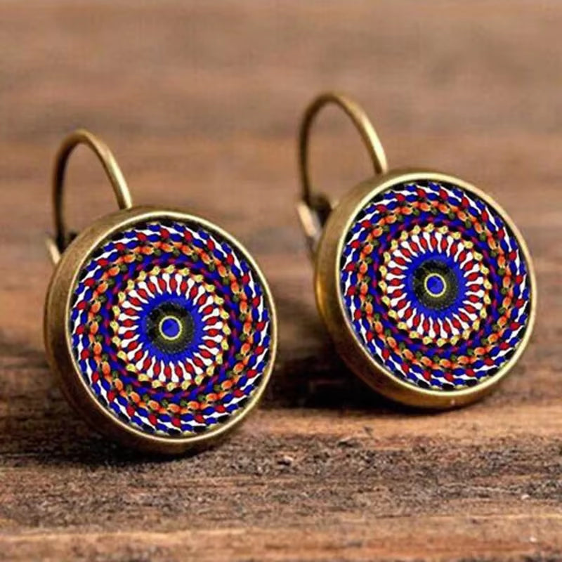 Boho Flower Drop Earrings for Women Vintage Jewelry Geometric Pattern round Earings Bijoux Boucles D'Oreilles Bohemia