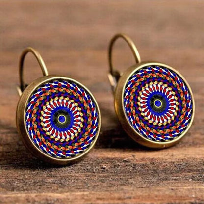 Boho Flower Drop Earrings for Women Vintage Jewelry Geometric Pattern round Earings Bijoux Boucles D'Oreilles Bohemia
