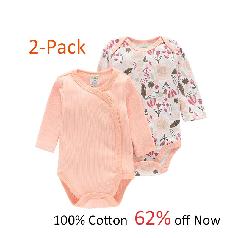 Baby Girl Boys Bodysuit for Newborns New Long-Sleeve Organic Cotton Clothes 2-Pack Sets Designer Bebe Onesies Rompers Playsuits