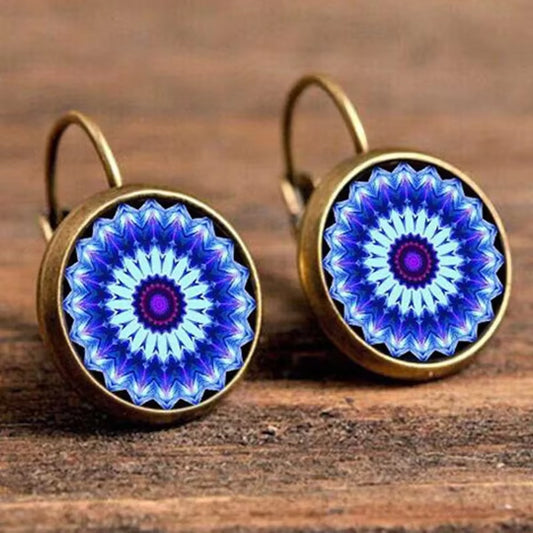 Boho Flower Drop Earrings for Women Vintage Jewelry Geometric Pattern round Earings Bijoux Boucles D'Oreilles Bohemia