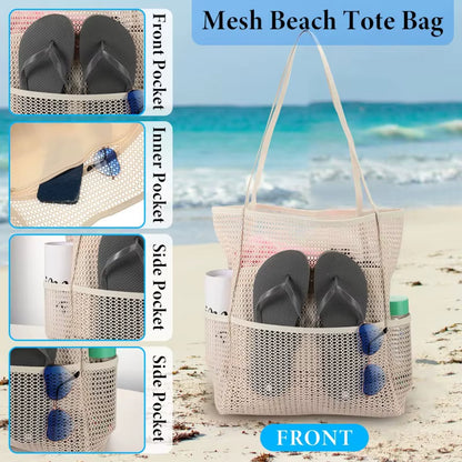 Multi Pockets Summer Beach Bag for Towels Mesh Durable Travel Handbag Toys Organizer Waterproof Underwear Swimming Storage Bag
