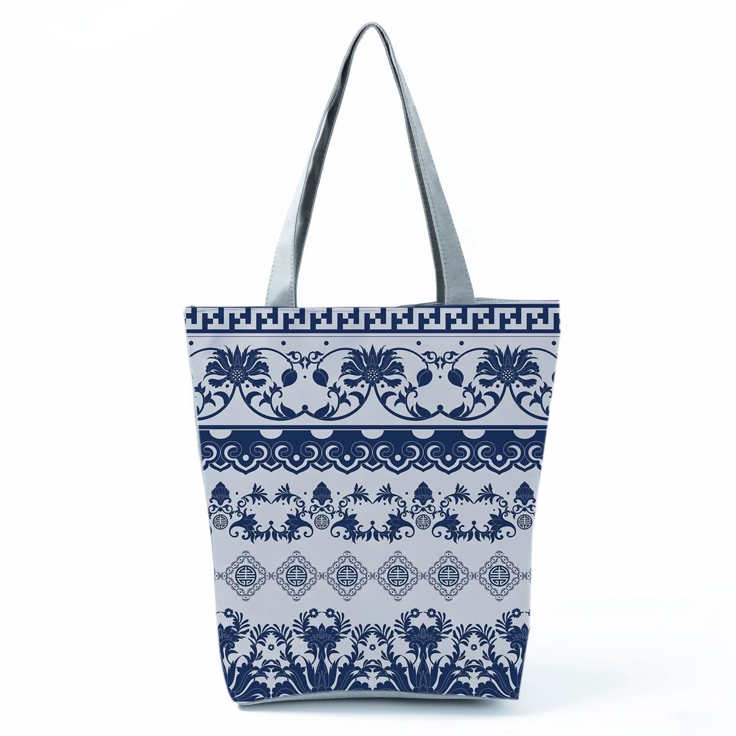 Bags for Women 2022 New Handbags Floral Porcelain Geometric Abstract Pattern Shoulder Bag Customizable Beach Bag Orchard Bag