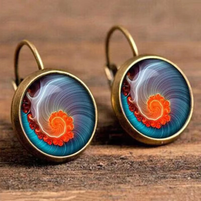 Boho Flower Drop Earrings for Women Vintage Jewelry Geometric Pattern round Earings Bijoux Boucles D'Oreilles Bohemia