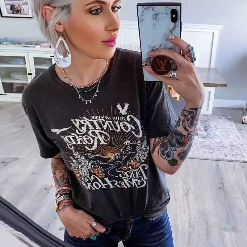 Super Chic Graphic Tees Women Black Cotton T Shirt for Women Casual Style Summer Top T Shirt Women New Women Clothing
