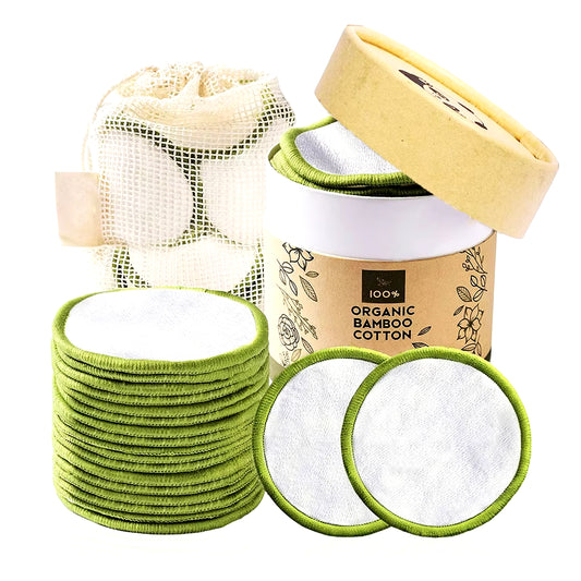 20 Pack Reusable Makeup Remover Pads Washable Bamboo Cotton Rounds Pads for All Skin Types Makeup Tools Facial Cleansing Pad