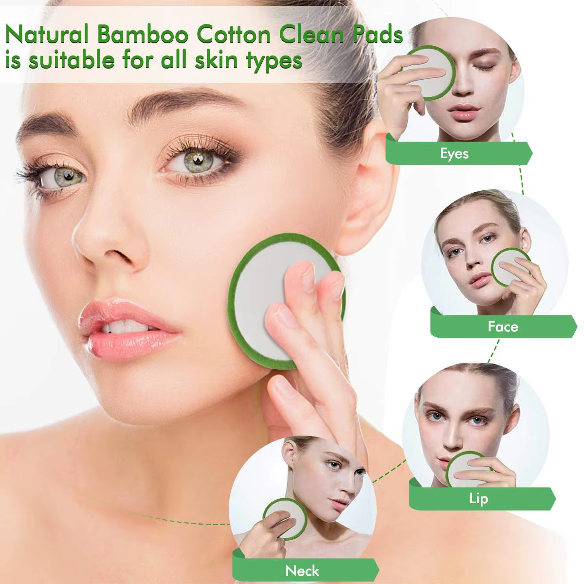 20 Pack Reusable Makeup Remover Pads Washable Bamboo Cotton Rounds Pads for All Skin Types Makeup Tools Facial Cleansing Pad