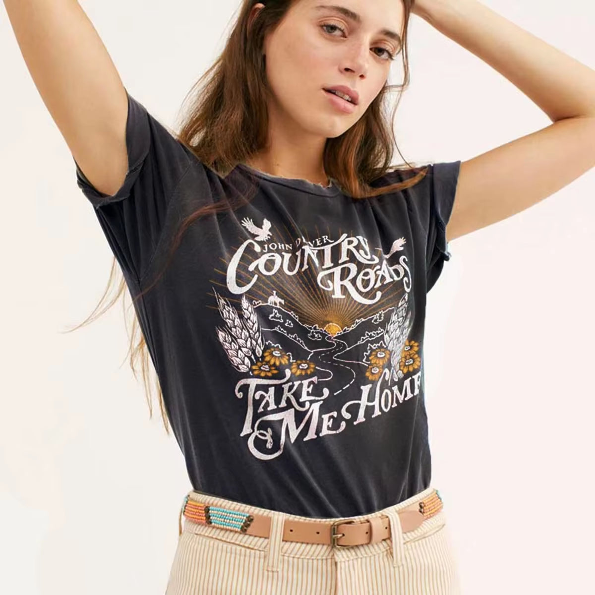 Super Chic Graphic Tees Women Black Cotton T Shirt for Women Casual Style Summer Top T Shirt Women New Women Clothing