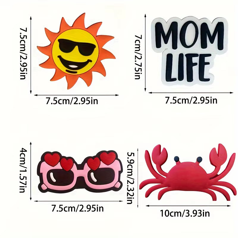 8Pcs/Set Cartoon Charm Inserts for Beach Bag, Soft Accessories, Beach Bag Tote Handbag Decoration