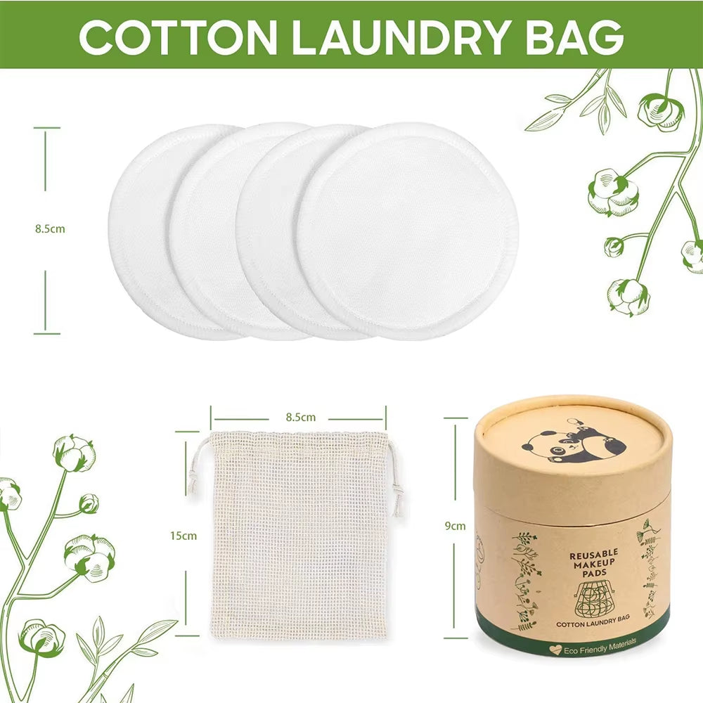 20 Pack Reusable Makeup Remover Pads Washable Bamboo Cotton Rounds Pads for All Skin Types Makeup Tools Facial Cleansing Pad