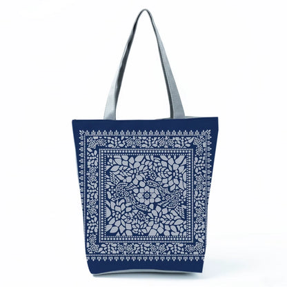 Bags for Women 2022 New Handbags Floral Porcelain Geometric Abstract Pattern Shoulder Bag Customizable Beach Bag Orchard Bag