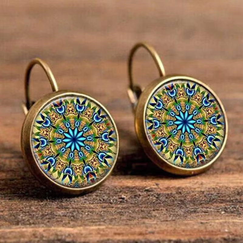 Boho Flower Drop Earrings for Women Vintage Jewelry Geometric Pattern round Earings Bijoux Boucles D'Oreilles Bohemia