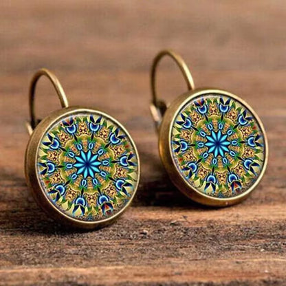 Boho Flower Drop Earrings for Women Vintage Jewelry Geometric Pattern round Earings Bijoux Boucles D'Oreilles Bohemia