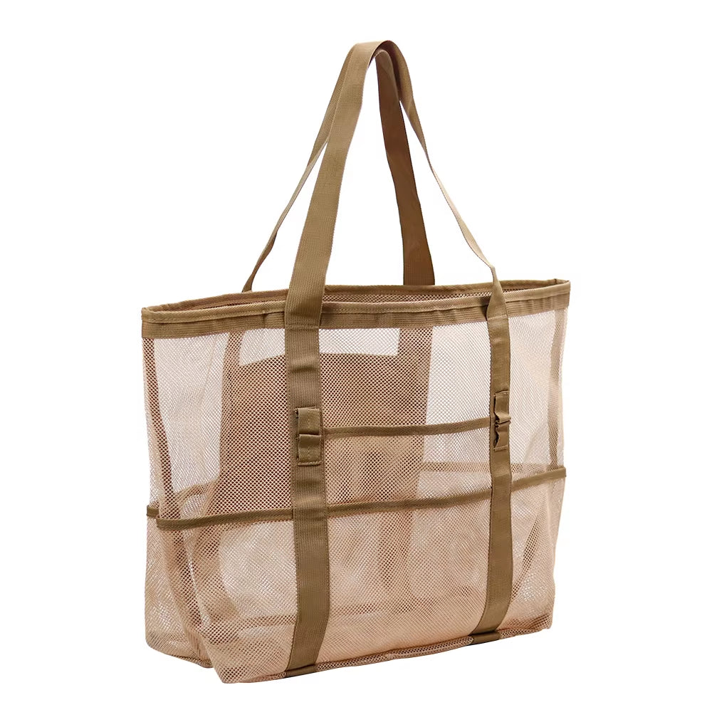 Large-Capacity Mesh Beach Bag Swimming Bag for Children Beach Toy Baskets Portable Travel Storage Wash Bag Quick Dry Tote