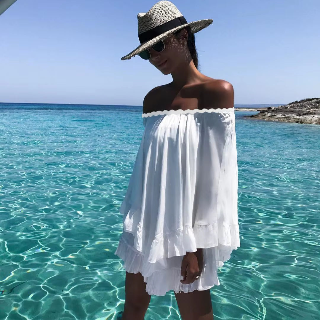 2024 Sexy Beach Cover up White Lace Tassels Beach Dress Women Bikini Swimwear Bathing Suit Summer Beach Wear Tunic