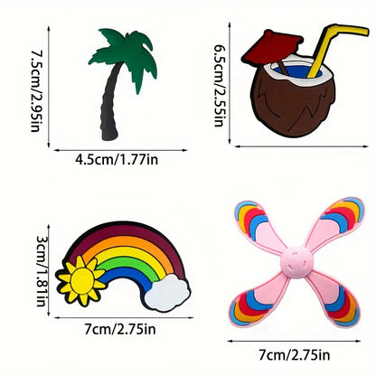 8Pcs/Set Cartoon Charm Inserts for Beach Bag, Soft Accessories, Beach Bag Tote Handbag Decoration