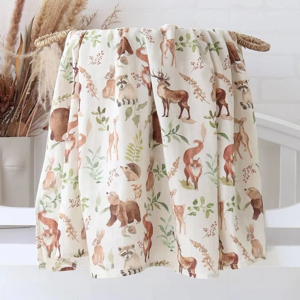 Muslin Swaddle Baby Blankets Newborn 70% Bamboo + 30% Cotton Swaddle Summer Blanket Baby Bath Towel