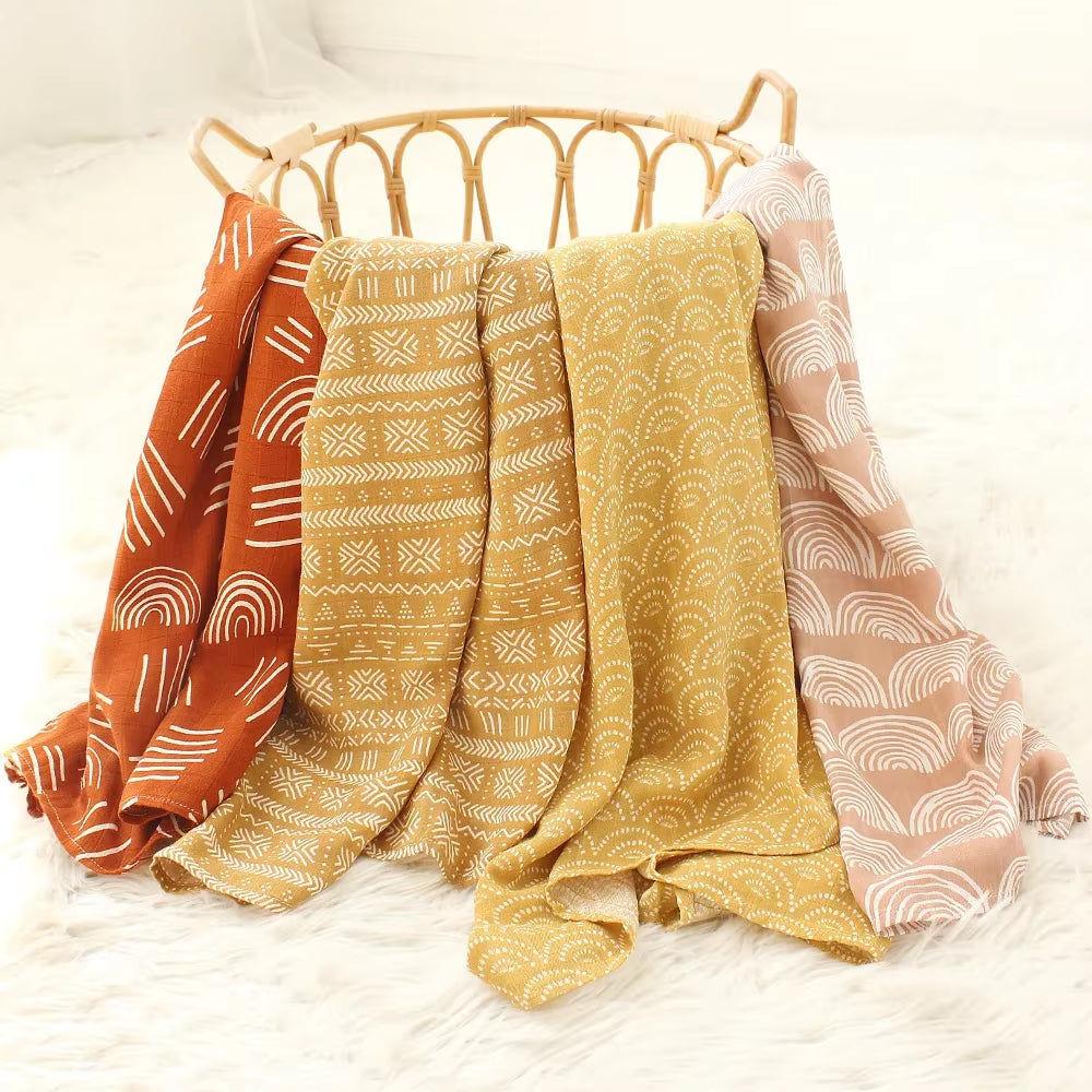 Muslin Swaddle Baby Blankets Newborn 70% Bamboo + 30% Cotton Swaddle Summer Blanket Baby Bath Towel