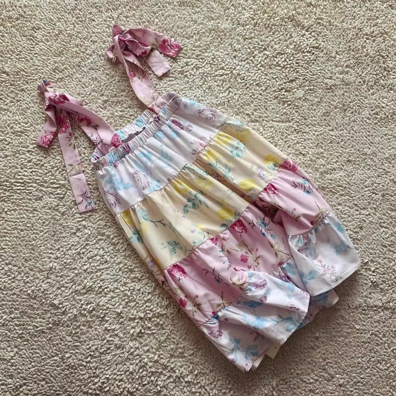 Floral Tiered Tie-Strap Mini Dress for Women Cute Summer Dresses New Feminine Babydoll Dress Sexy Party Dress